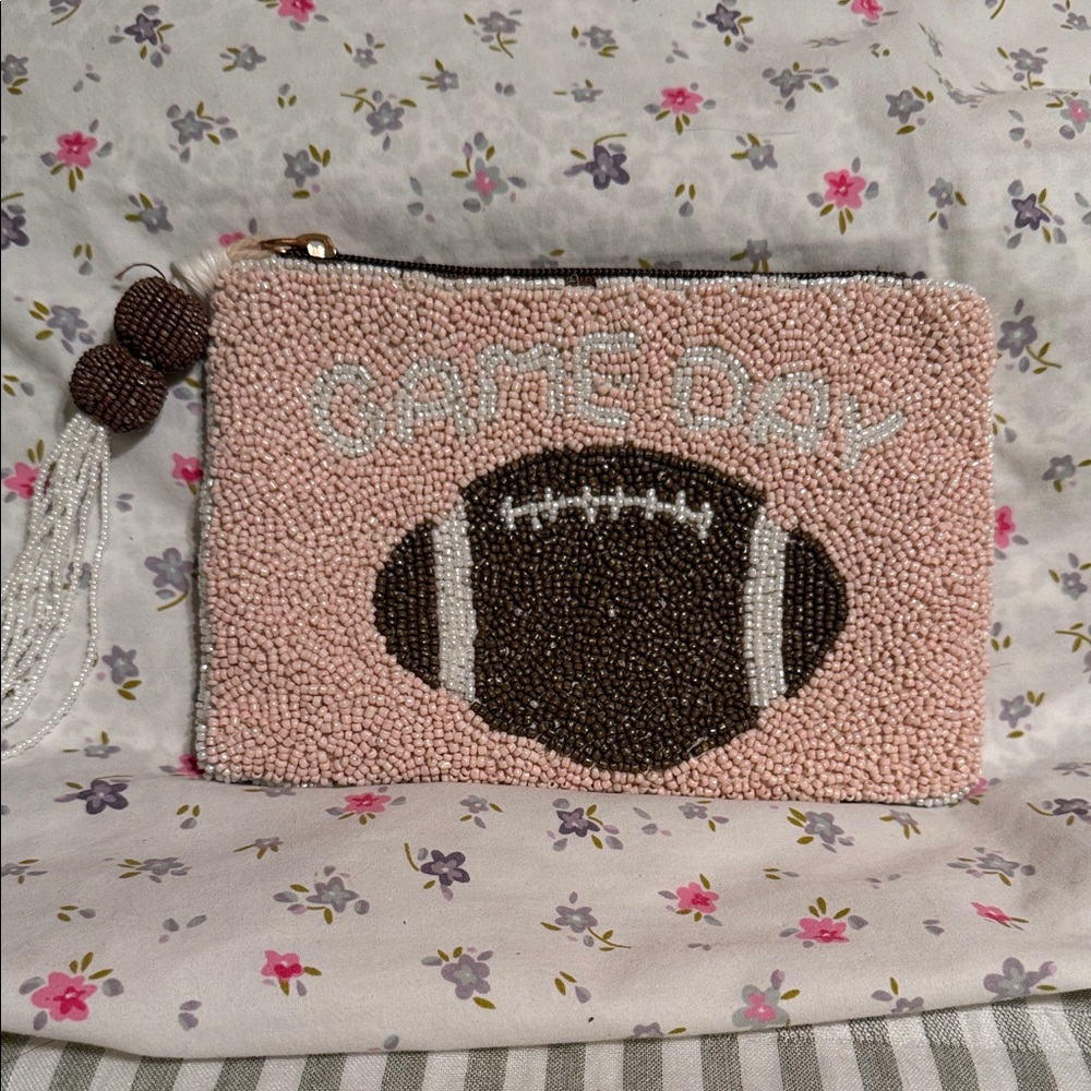 Beaded 'Game Day' Football Clutch - Pink